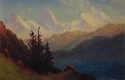 Albert Bierstadt Sunset Over a Mountain Lake Spain oil painting reproduction
